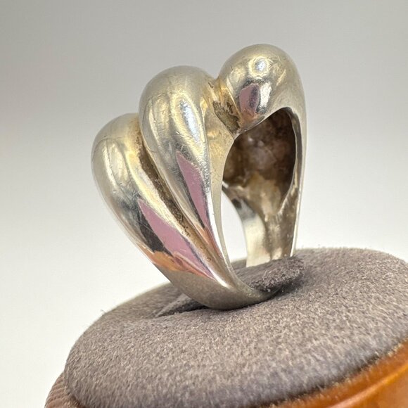 VTG Solid Sterling Silver 925 Puffed Spiral Swirl Design Band Ring Size 7.75 - Picture 6 of 13